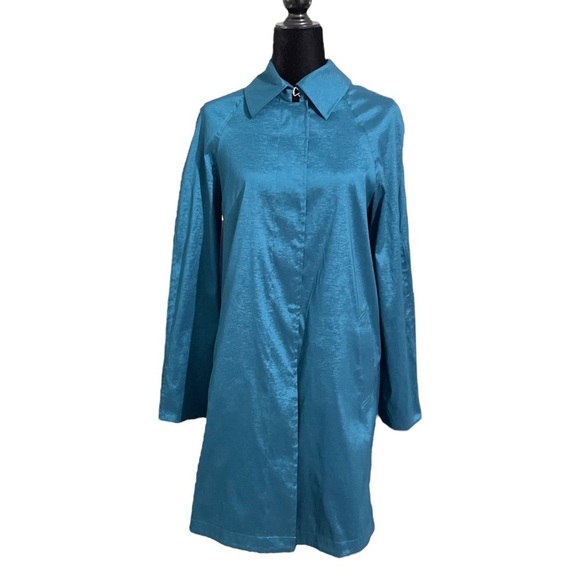 MYCRA PAC Rain Coat Short Length Peacock Teal Color Lace Lining - Picture 1 of 15